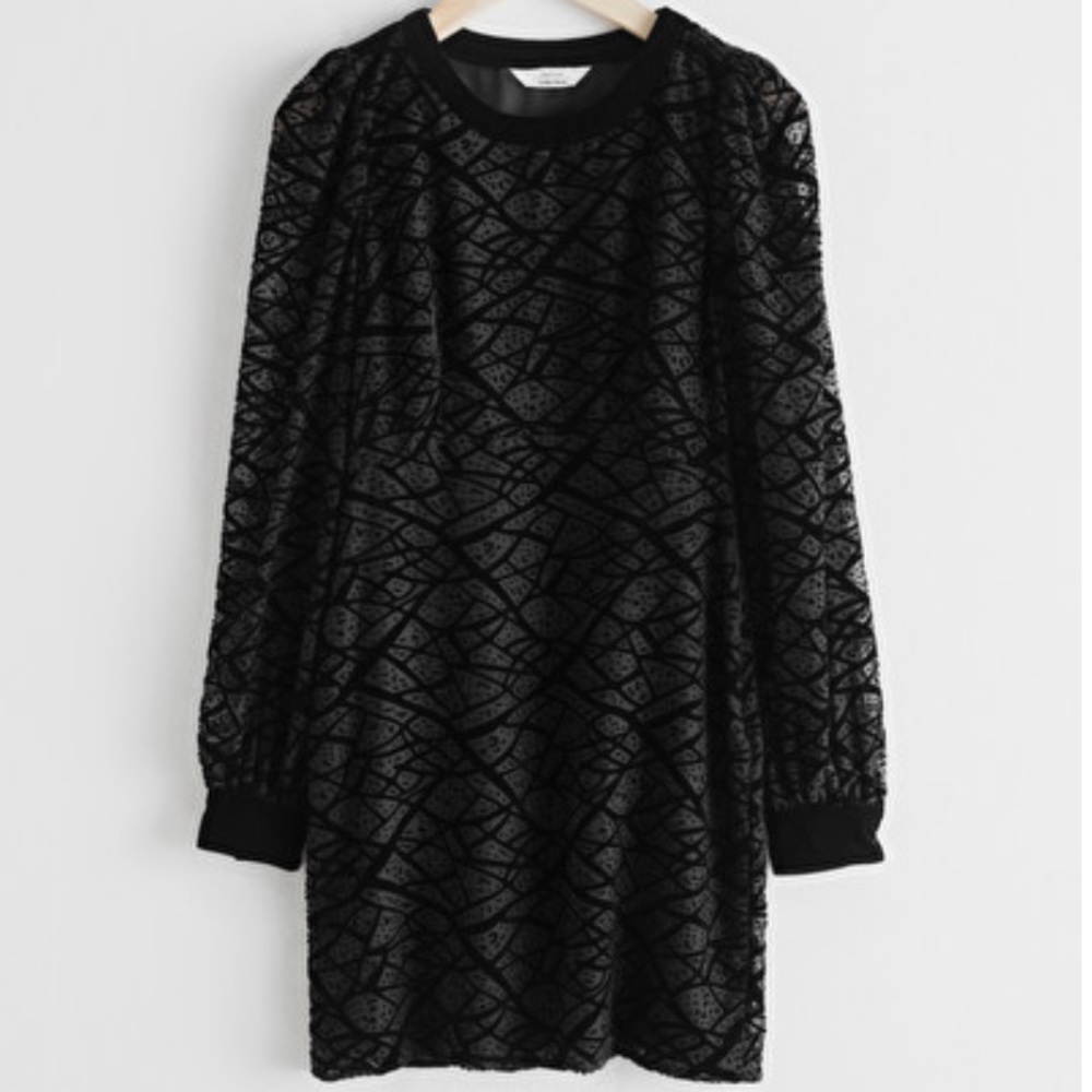 & Other Stories New Velvet mesh mini dress
